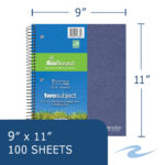 Environotes® Recycled Two Subject Wirebound Notebook with Heavyweight BioBased Paper 11" x 9", 100 Sheets of 20 lb Paper,  Assorted Earthtone Covers