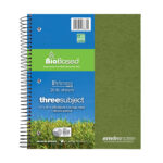 Environotes® Recycled Three Subject Wirebound Notebook with Heavyweight BioBased Paper, 11" x 9", 120 Sheets of 20 lb Paper, Assorted Earthtone Covers