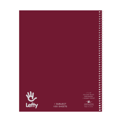 Lefty One Subject Left Handed Wirebound Notebook, College Ruled, 11" x 9", 100 Sheets, Assorted Covers