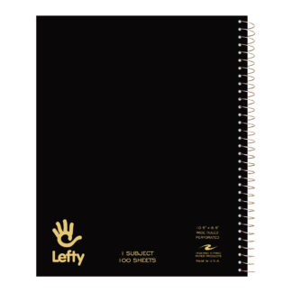 Lefty One Subject Left Handed Wirebound Notebook, Wide Ruled, 10.5" x 8.5", 100 Sheets, Assorted Covers