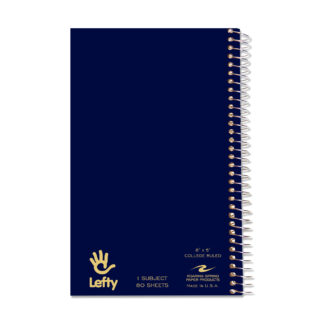 Lefty One Subject Left Handed Wirebound Notebook, College Ruled, 8" x 5", 80 Sheets, Assorted Covers