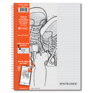 Whitelines® Wirebound Notebook with Premium Gray Paper with White Ruled Lines, 11" x 8.5", 70 Sheets - Paper that works with your phone!