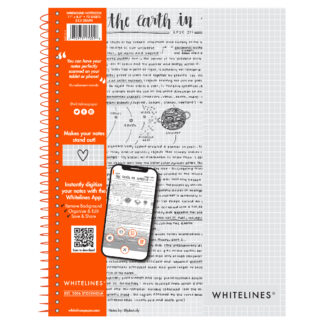 Whitelines® Wirebound Notebook with Premium Gray Paper with White Grids (5x5), 11" x 8.5", 70 Sheets - Paper that works with your phone!