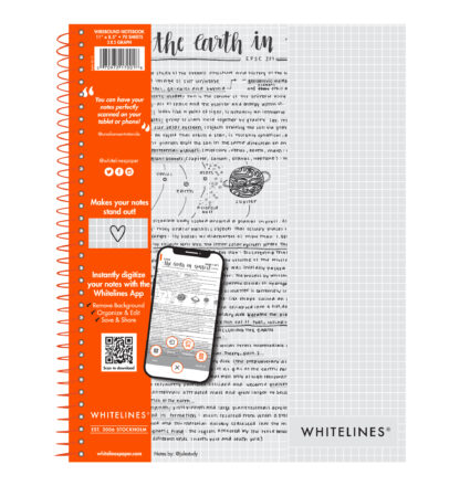 Whitelines® Wirebound Notebook with Premium Gray Paper with White Grids (5x5), 11" x 8.5", 70 Sheets - Paper that works with your phone!