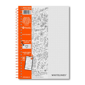 Whitelines® Wirebound Notebook with Premium Gray Paper with White Dot Ruling, 8.25" x 5.75", 70 Sheets - Paper that works with your phone!