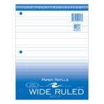 Loose Leaf Filler Paper, Wide Ruled, 10.5" x 8", 100 Sheets