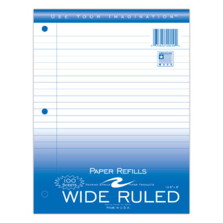 Loose Leaf Filler Paper, Wide Ruled, 10.5" x 8", 100 Sheets