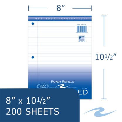 Loose Leaf Filler Paper, Wide Ruled, 10.5" x 8", 200 Sheets