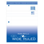 Loose Leaf Filler Paper, Wide Ruled, 10.5" x 8", 150 Sheets