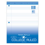 Loose Leaf Filler Paper, College Ruled, 10.5" x 8", 150 Sheets