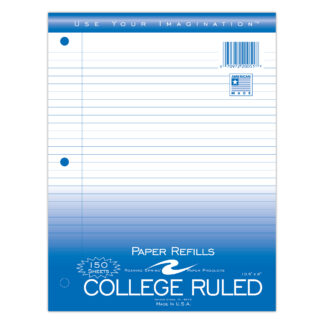 Loose Leaf Filler Paper, College Ruled, 10.5" x 8", 150 Sheets