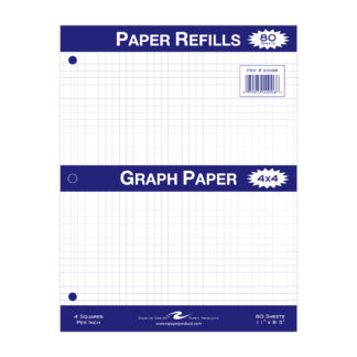 Loose Leaf Filler Paper, 4x4 Graph Ruled, 11" x 8.5", 80 Sheets