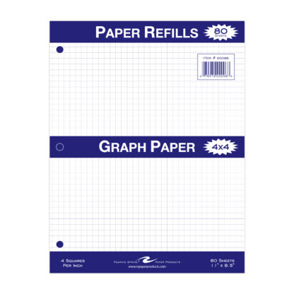 Loose Leaf Filler Paper, 4x4 Graph Ruled, 11" x 8.5", 80 Sheets