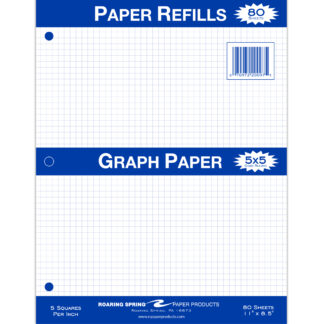 Loose Leaf Filler Paper, 5x5 Graph Ruled, 11" x 8.5", 80 Sheets