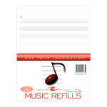 Loose Leaf Music Filler Paper with 12 Staves of Music Lines, 11" x 8.5", 20 Sheets