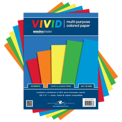 Enviroshades® Recycled Printer and Copy Paper, 11" x 8.5", 80 Sheets, Assorted Vivid Colors