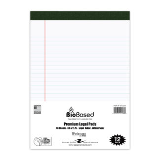 BioBased USDA Certified Bio-Preferred Legal Pad, 8.5" x 11.75", 40 Sheets, Pack of 12