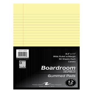 Legal Pads, Wide Ruled with Margin, Gummed Glue Top, 8.5" x 11.75", 50 Sheets, White Paper, Pack of 12