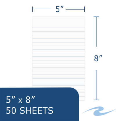 Legal Pads, Wide Ruled, Gummed Glue Top, 5" x 8", 50 Sheets, White Paper, Pack of 12