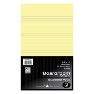 Traditional Size Legal Pads, Wide Ruled, Gummed Glue Top, 8.5" x 14", 50 Sheets, Canary Paper, Pack of 12