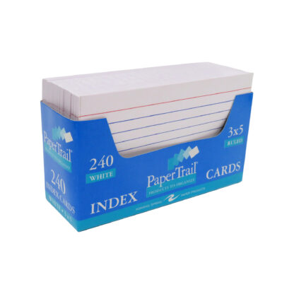 PaperTrail Ruled Index Cards (240 Count) with Tray, 3" x 5", White