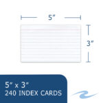 PaperTrail Ruled Index Cards (240 Count) with Tray, 3" x 5", White