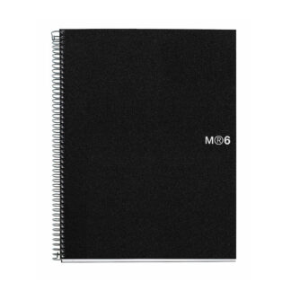 M® MiquelRius Graph Ruled 6 Subject Notebook, A4 (11.69" x 8.27"), Poly Cover - Black