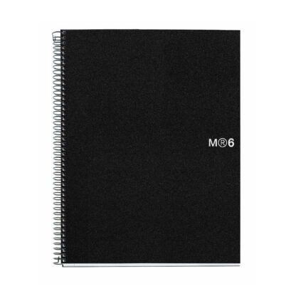 M® MiquelRius Graph Ruled 6 Subject Notebook, A4 (11.69" x 8.27"), Poly Cover - Black