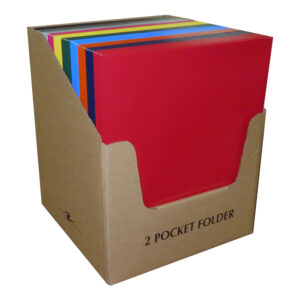 Laminated 2-Pocket Folder PDQ, Includes 100 folders, 11.75" x 9.5", Assorted Colors