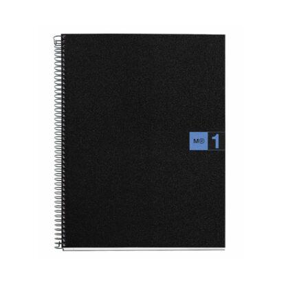 M® MiquelRius Original™ Lined 1 Subject Notebook, 11" x 8.5", Poly Cover - Black with Blue