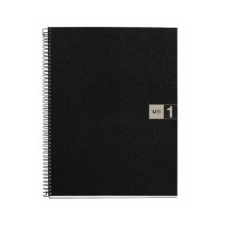 M® MiquelRius Original™ Lined 1 Subject Notebook, 11" x 8.5", Poly Cover - Black with Grey