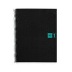 M® MiquelRius Original™ Lined 1 Subject Notebook, 11" x 8.5", Poly Cover - Black with Turquoise