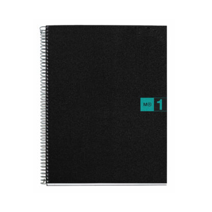 M® MiquelRius Original™ Lined 1 Subject Notebook, 11" x 8.5", Poly Cover - Black with Turquoise