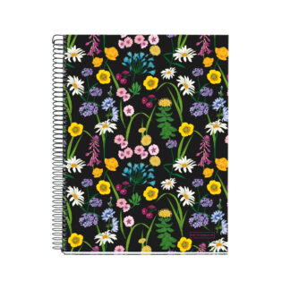 Dark Floral Cardboard 4sub Notebook 120 Sheet Us Lined