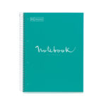 M® MiquelRius Emotions® Lined 1 Subject Notebook, 11" x 8.5", Cardboard Cover - Turquoise