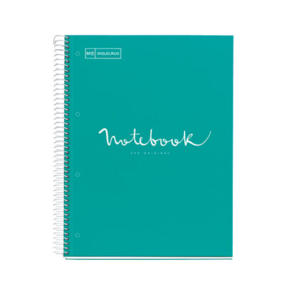 M® MiquelRius Emotions® Lined 1 Subject Notebook, 11" x 8.5", Cardboard Cover - Turquoise