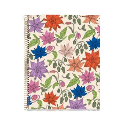 M® MiquelRius Lined 4 Subject Notebook, 11" x 8.5", Cardboard Cover - Vintage Lily