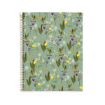 M® MiquelRius Lined 4 Subject Notebook, 11" x 8.5", Cardboard Cover - Green Floral