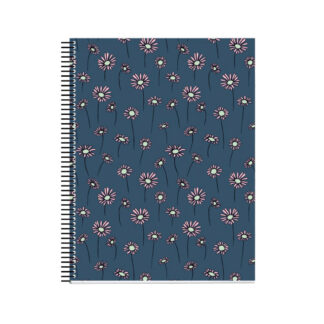 M® MiquelRius Lined 4 Subject Notebook, 11" x 8.5", Cardboard Cover - Daisies