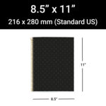 M® MiquelRius Lined 4 Subject Notebook, 11" x 8.5", Cardboard Cover - Black Dots