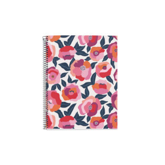 M® MiquelRius  Lined 4 Subject Notebook, A5 (8.27" x 5.83"), Cardboard Cover - Spring Flowers