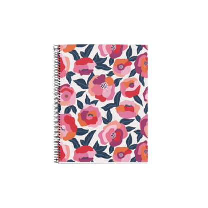 M® MiquelRius  Lined 4 Subject Notebook, A5 (8.27" x 5.83"), Cardboard Cover - Spring Flowers