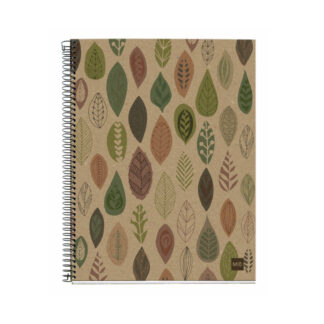 M® MiquelRius Recycled Collection, Lined 4 Subject Notebook, 11" x 8.5", Cardboard Cover - Eco Leaves