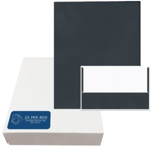 Embossed 2-Pocket Folders, 25 Per Box, 11.75" x 9.5", Black