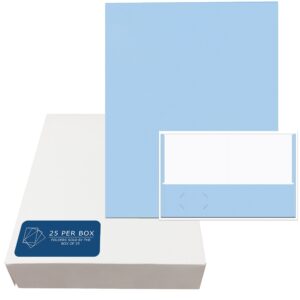 Embossed 2-Pocket Folders, 25 Per Box, 11.75" x 9.5", Light Blue