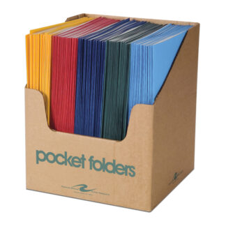 Embossed 2-Pocket Folders, Shelf Display Containing 100 Folders, 11.75" x 9.5", Assorted Colors