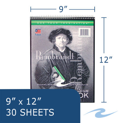 Rembrandt Top bound Wirebound Sketchbook, 9" x 12", 30 Sheets, 60 lb White Drawing Paper