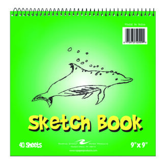 Kid's Art Pad Sketch Book, Wirebound on Top Edge, 9" x 9", 40 Sheets, 50 lb White Drawing Paper