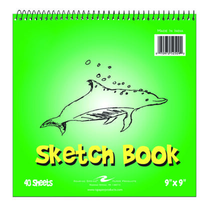 Kid's Art Pad Sketch Book, Wirebound on Top Edge, 9" x 9", 40 Sheets, 50 lb White Drawing Paper