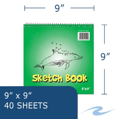 Kid's Art Pad Sketch Book, Wirebound on Top Edge, 9" x 9", 40 Sheets, 50 lb White Drawing Paper